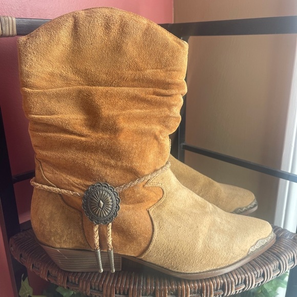 VINTAGE LEATHERCRAFT suede cowboy boots sz 9 - Picture 3 of 11